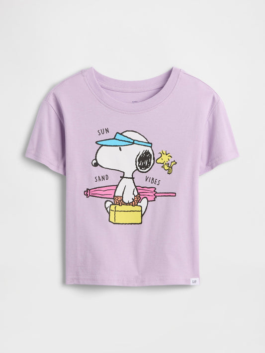 Lila Grafik Baskılı T-shirt