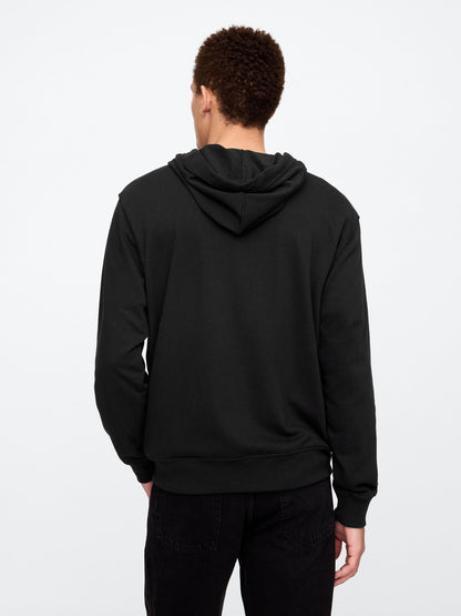 Siyah Gap Logo Fermuarlı Fransız Havlu Kumaş Sweatshirt
