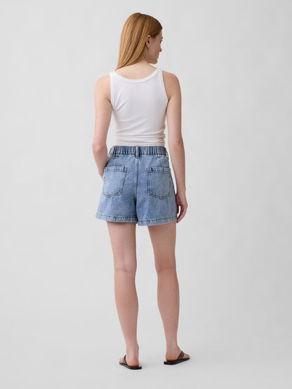 Açık Mavi 4 High Rise Supersoft Denim Utility Şort