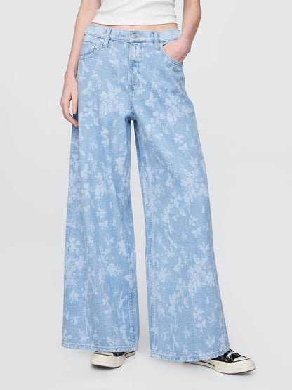 Açık Mavi Mid Rise Ultrasoft Baggy Jean Pantolon