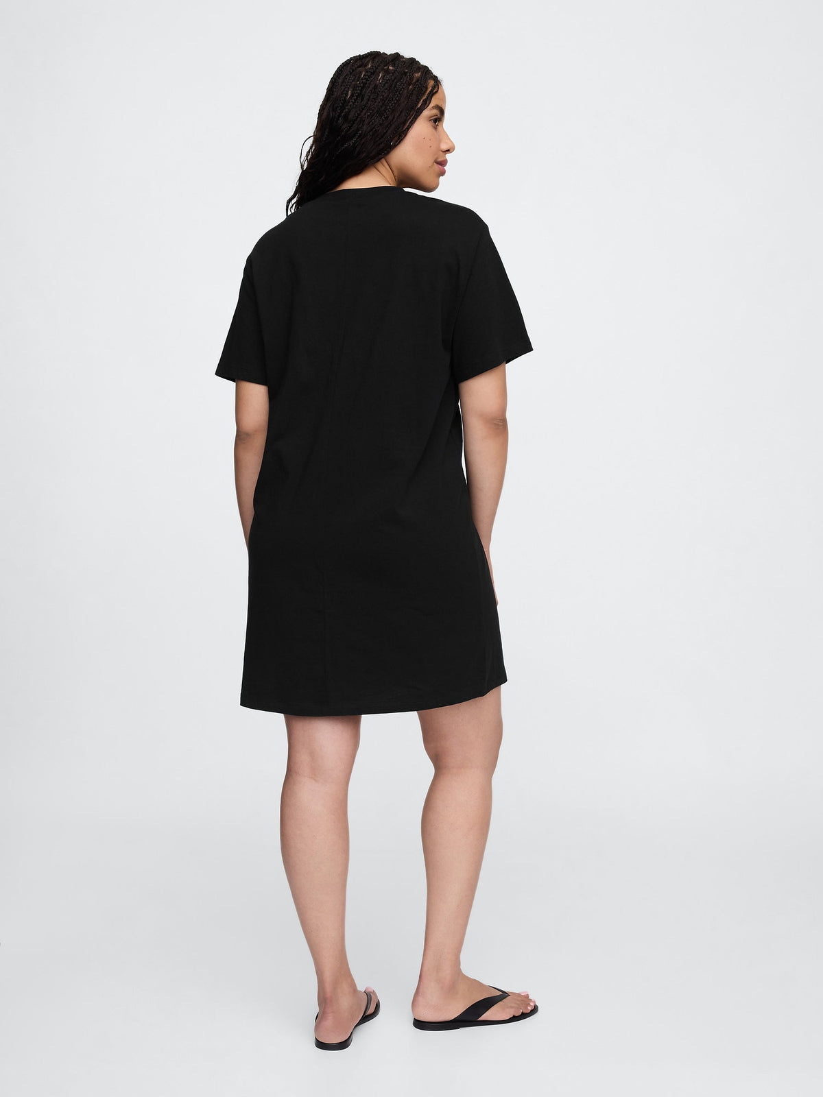 Siyah Çizgili T-shirt Elbise
