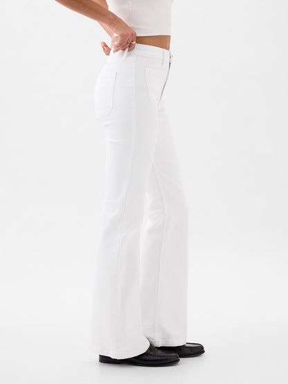 Beyaz High Rise '70s Flare Washwell™ Jean Pantolon