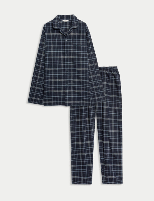Saf Pamuklu Kareli Pijama Takımı