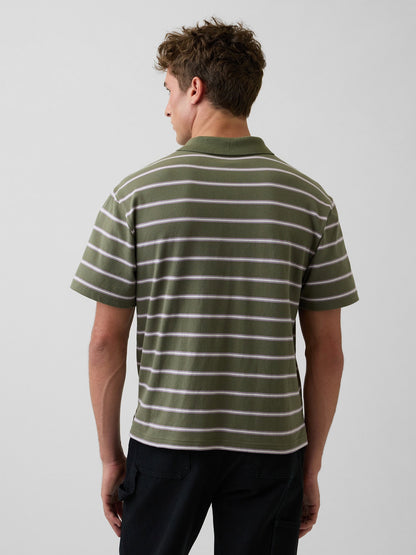 Yeşil Relaxed Pique Polo T-shirt