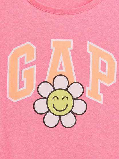 Pembe Grafik Baskılı T-shirt