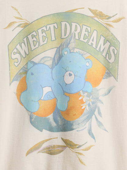 Kırık Beyaz Care Bears Grafik Baskılı Tunik T-shirt