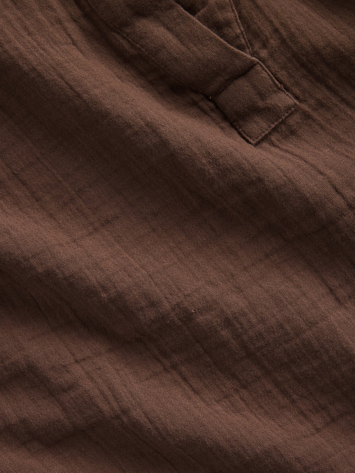 Kahverengi Pamuk Gauze Oversized Split-neck Üst