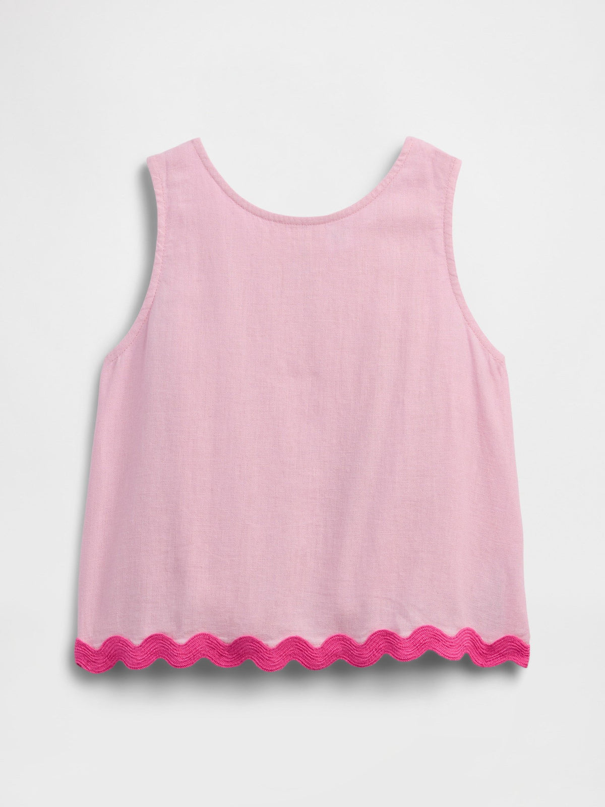 Açık Pembe Keten Karışımlı Kolsuz Bluz