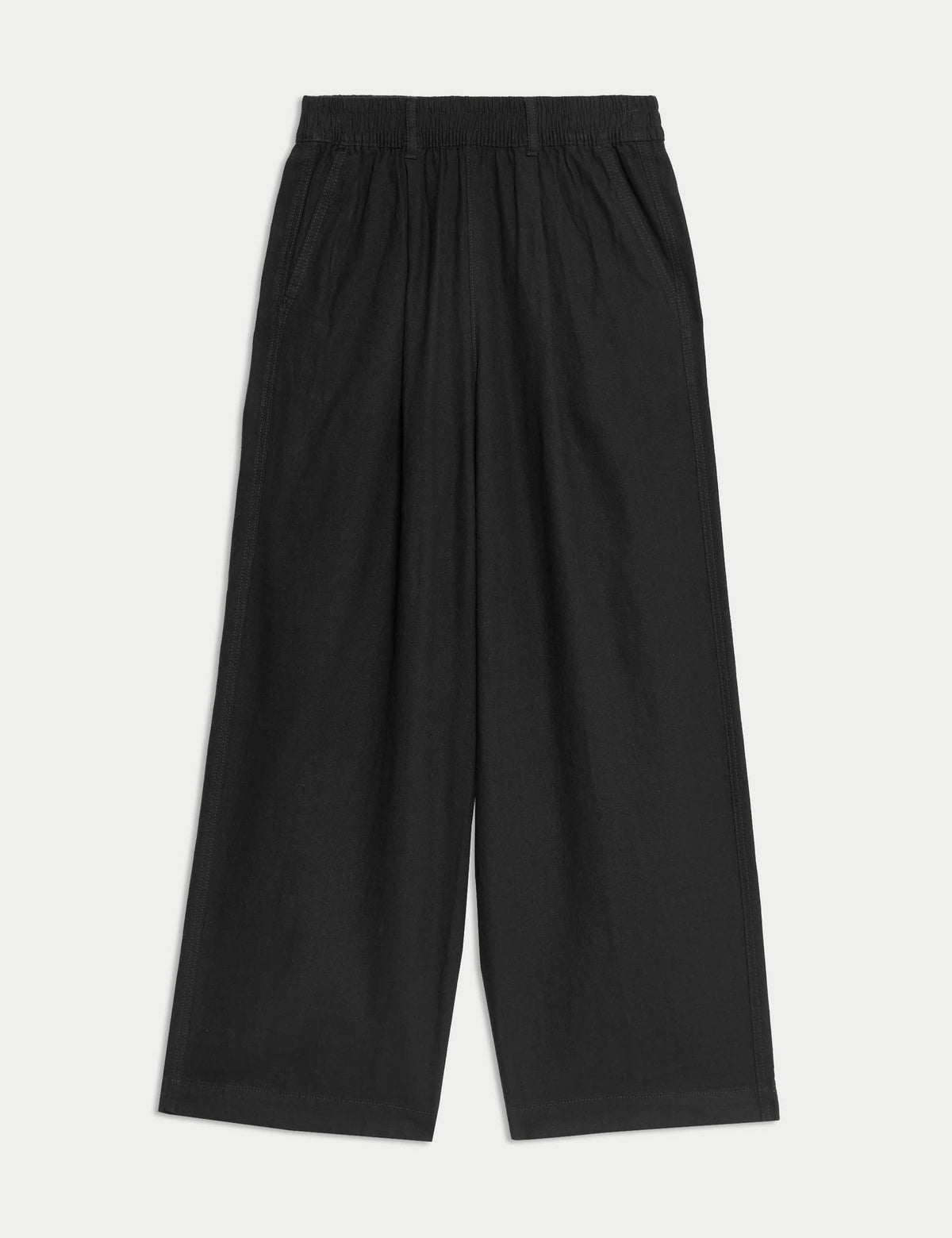 Keten Karışımlı Geniş Paça Pantolon