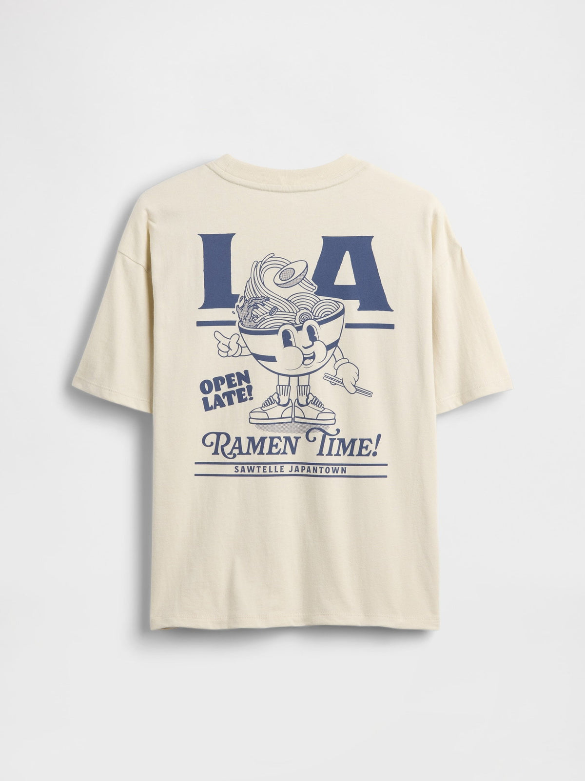 Krem Relaxed Grafik Baskılı T-shirt