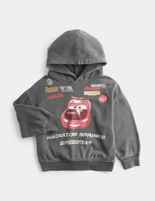 Pamuk Karışımlı Disney Cars Kapüşonlu Sweatshirt (3–7 Yaş)