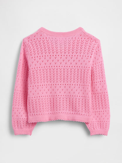 Pembe Pointelle Triko Hırka