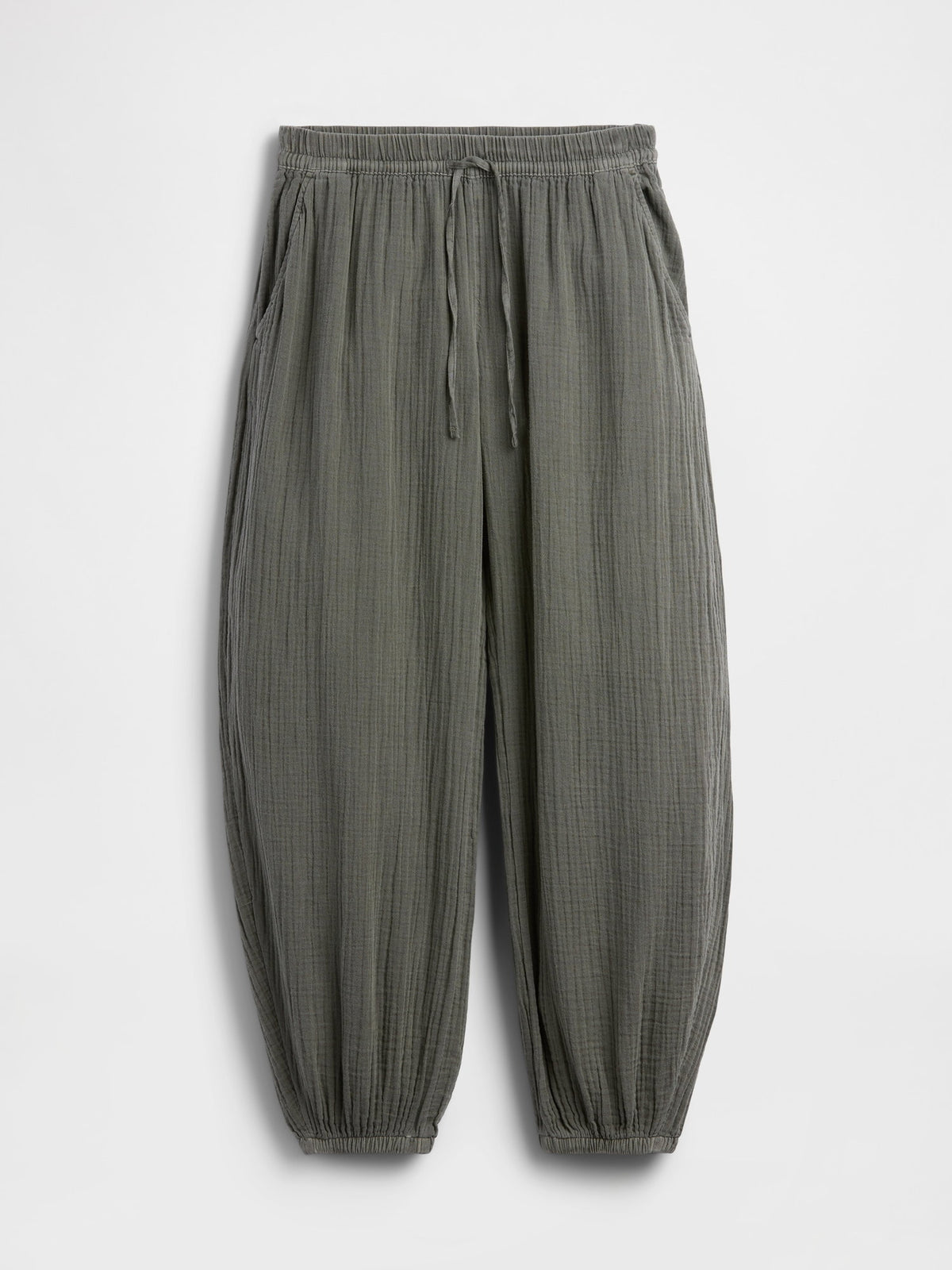 Haki Pamuk Gauze Barrel Jogger Pantolon