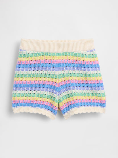 Çok Renkli Crochet Pull-on Şort