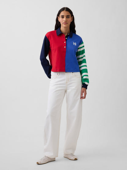 Çok Renkli Robert Indiana Love Crop Rugby T-shirt