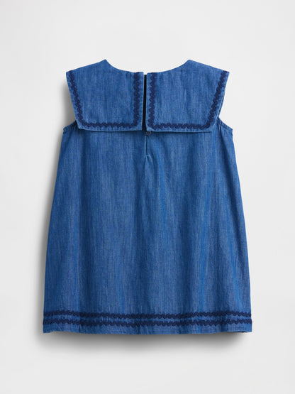 Koyu Mavi Denim Sailor Elbise