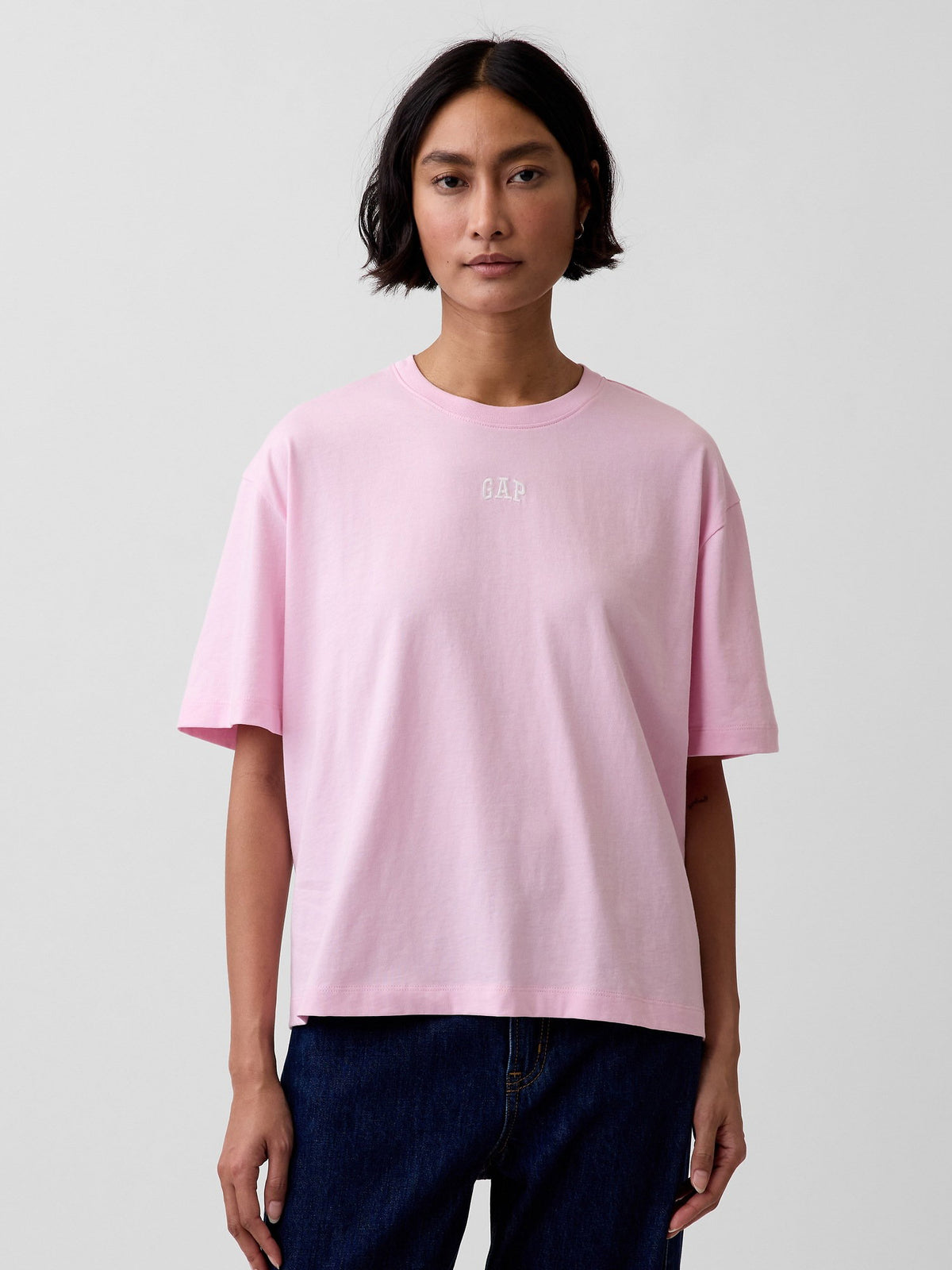Açık Pembe Oversized Gap Logo Tunik T-shirt