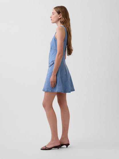 Mavi Denim Seamed Zip-front Mini Elbise