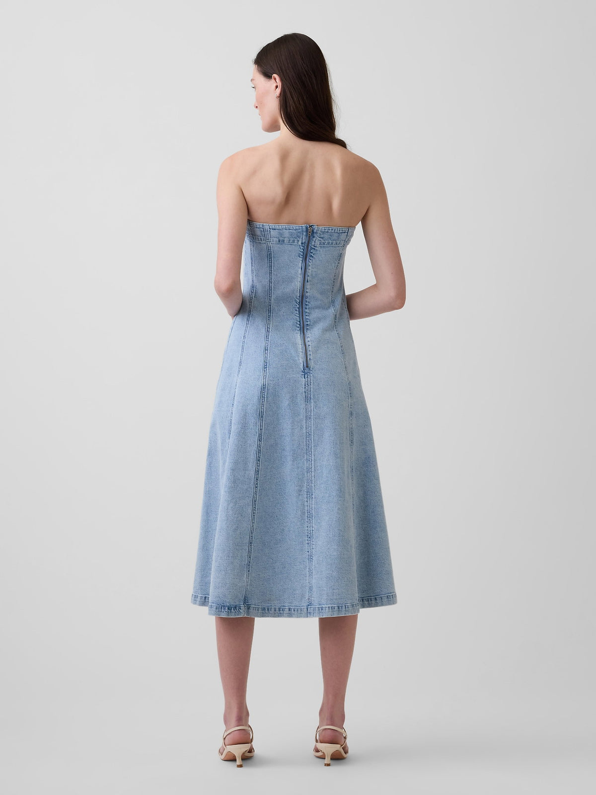 Açık Mavi Denim Midi Elbise