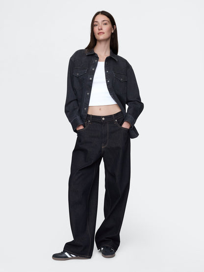 Koyu Mavi Extra Baggy Jean Pantolon