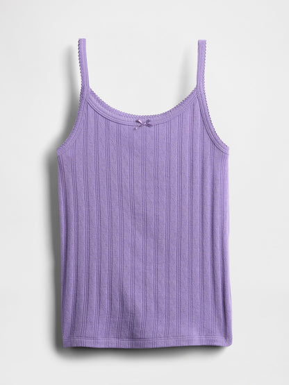 Mor Pointelle Fitilli Cami Bluz