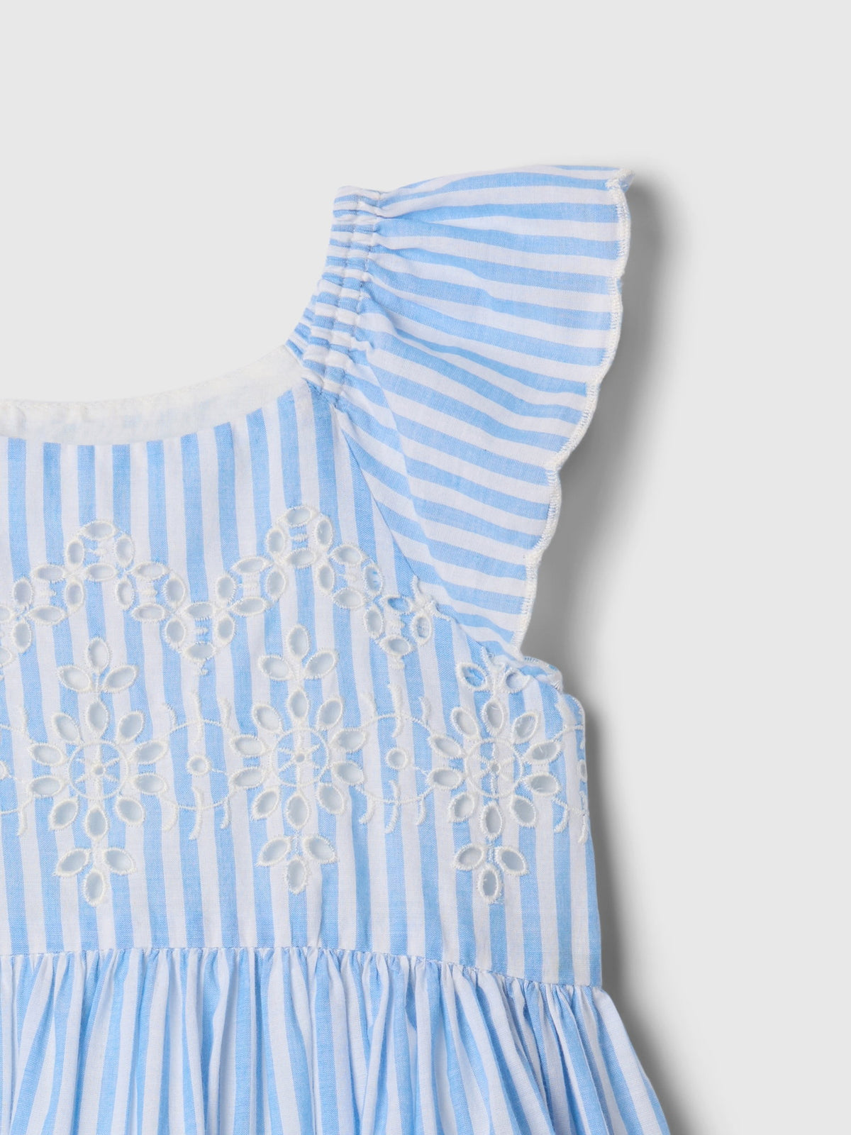Mavi Broderie Detaylı Elbise