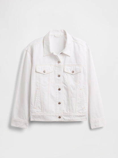 Beyaz Oversized Icon Denim Ceket