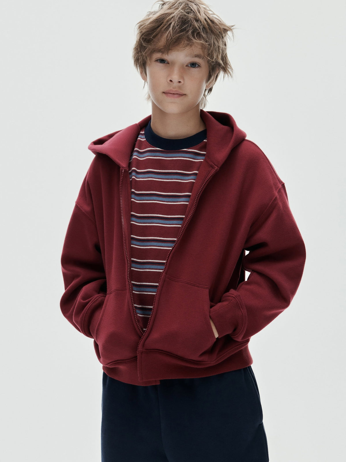 Bordo Vintagesoft Fermuarlı Sweatshirt