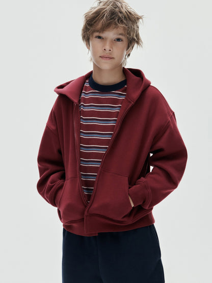Bordo Vintagesoft Fermuarlı Sweatshirt