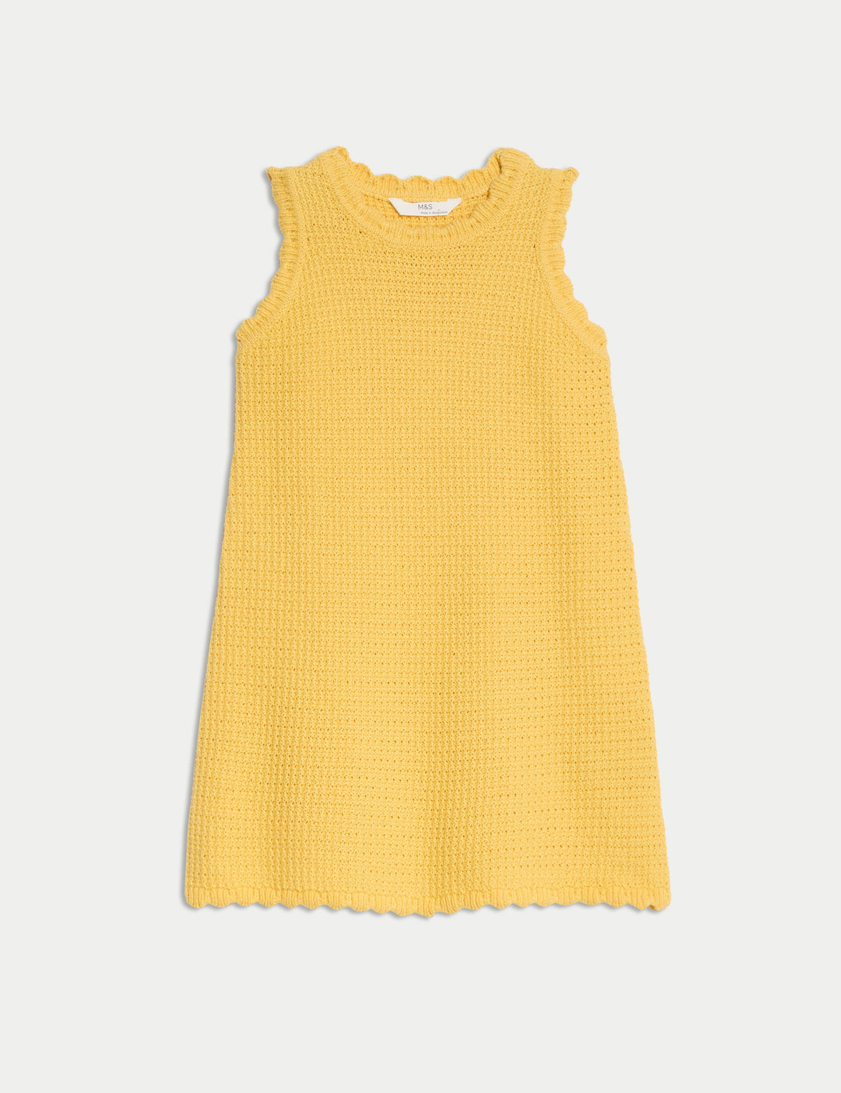 Saf Pamuk Crochet Tarzı Elbise (2–16 Yaş)