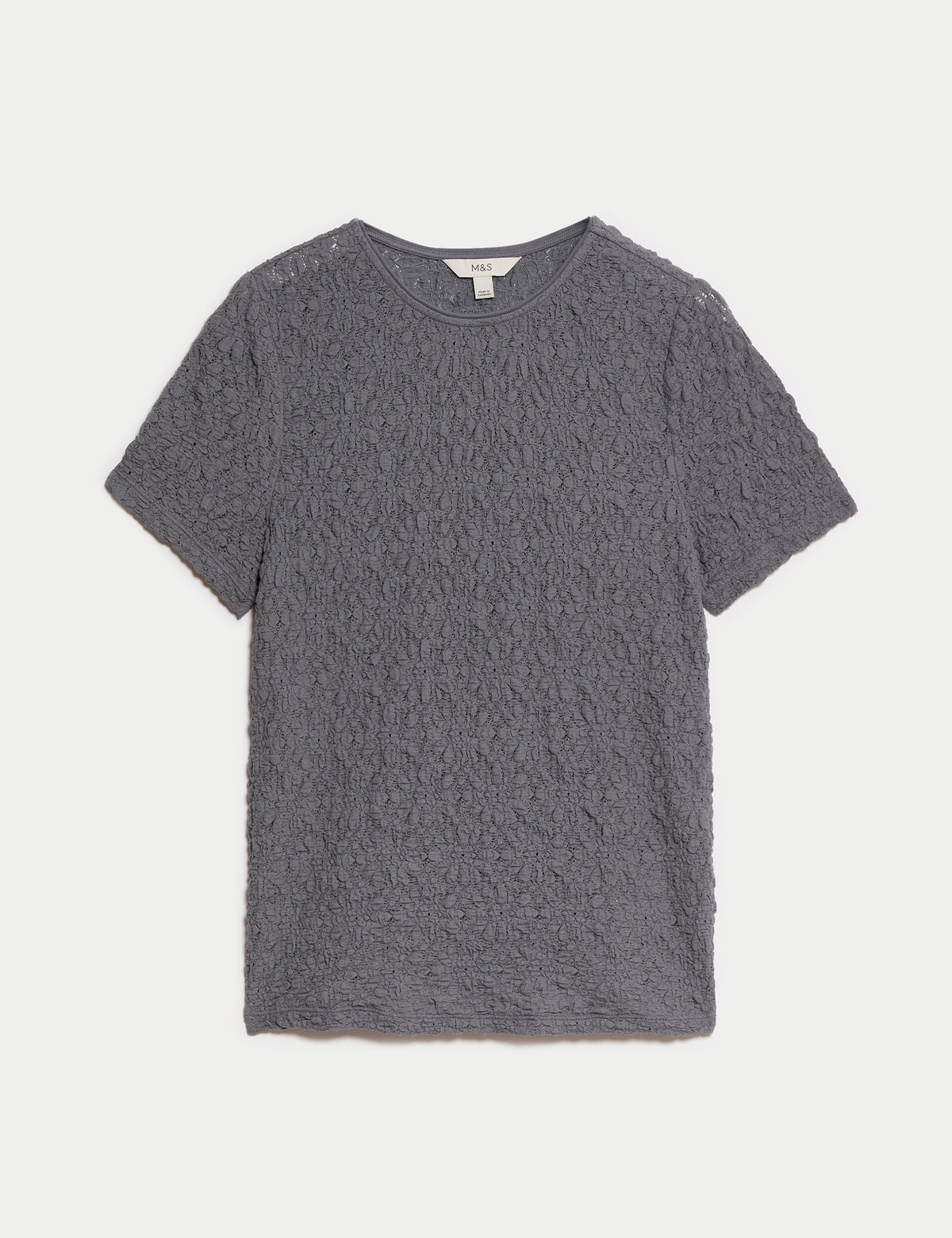 Pamuklu Dokulu Kısa Kollu T-shirt