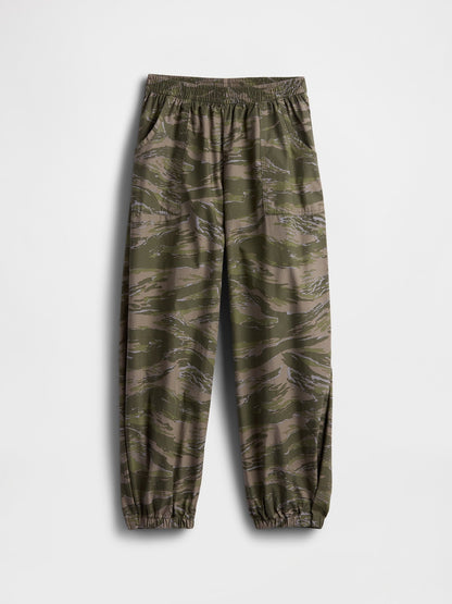 Siyah Baskılı Poplin Baggy Jogger Pantolon
