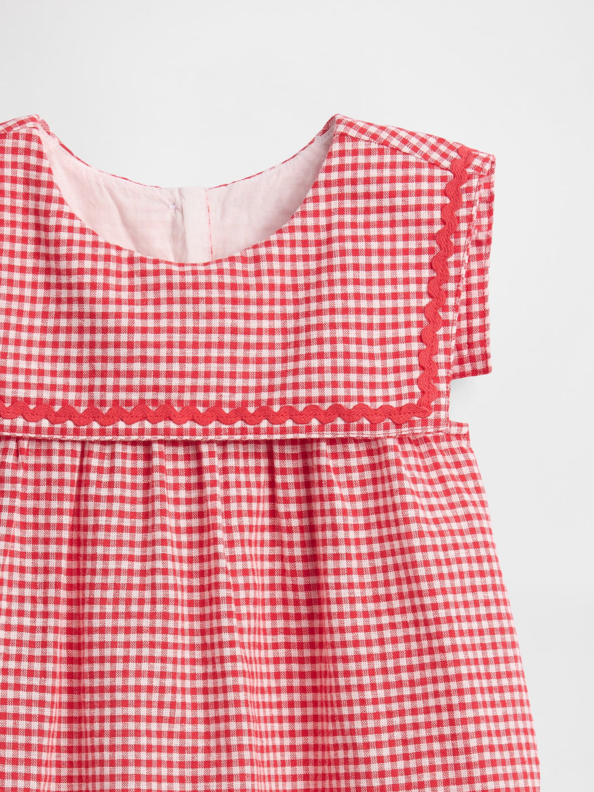 Kırmızı Keten Karışımlı Gingham Sailor Elbise