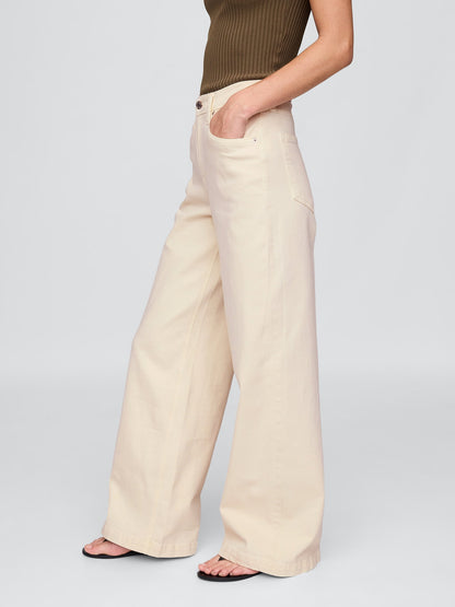 Açık Pembe High Rise Stride Wide-leg Jean Pantolon