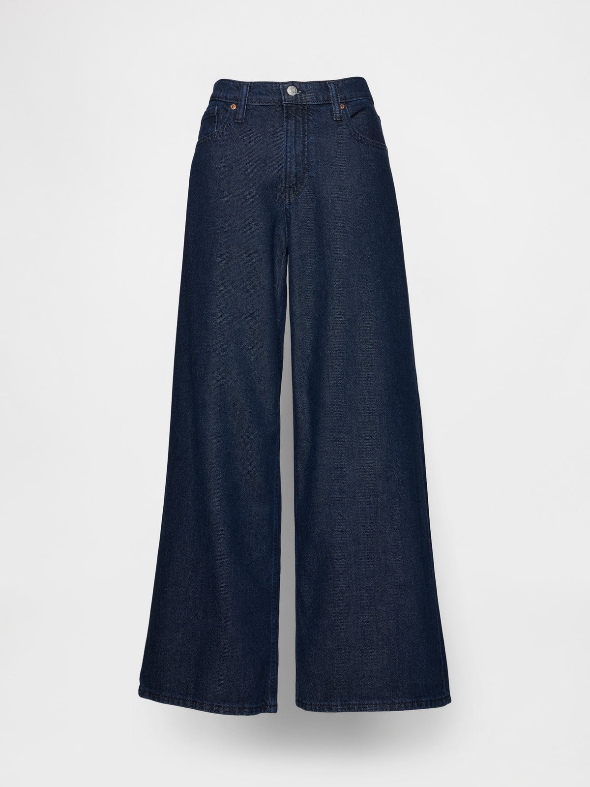 Koyu Mavi Mid Rise Ultrasoft Baggy Jean Pantolon