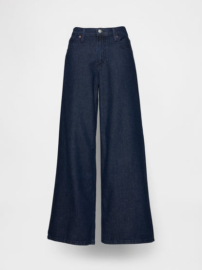 Koyu Mavi Mid Rise Ultrasoft Baggy Jean Pantolon