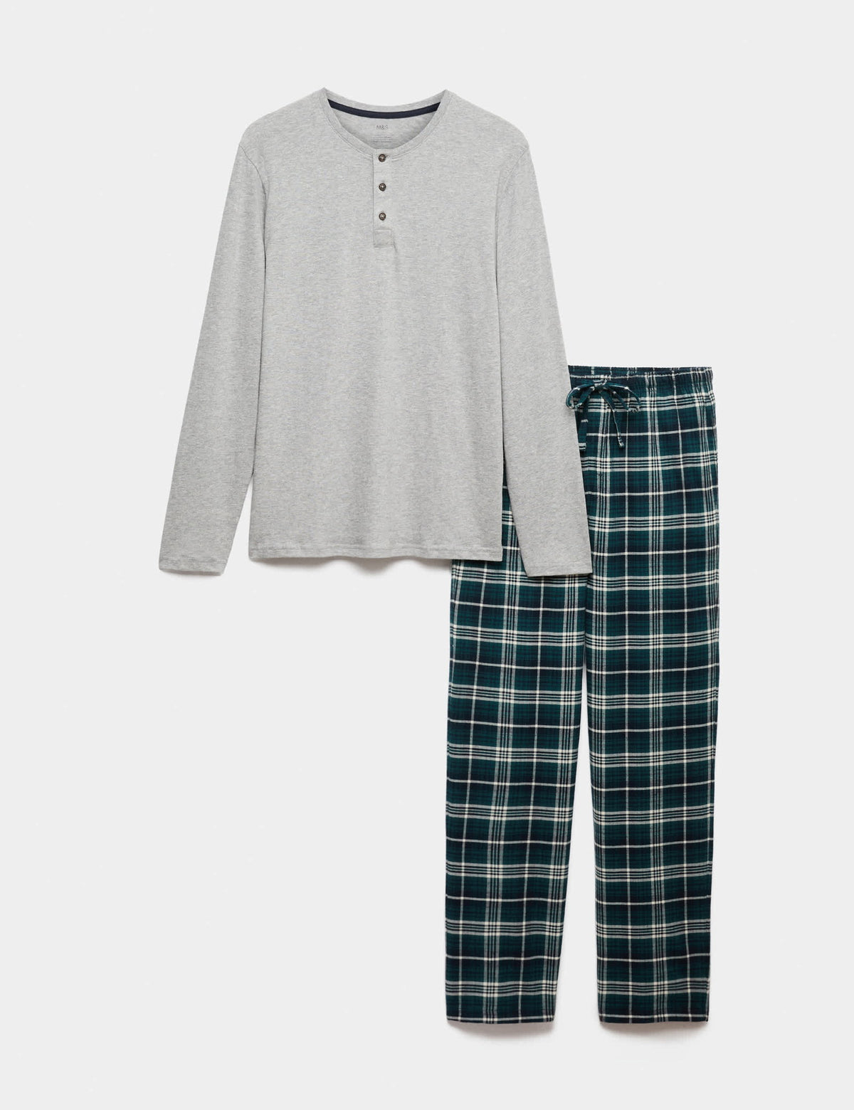 Saf Pamuklu Kare Desenli Pijama Takımı