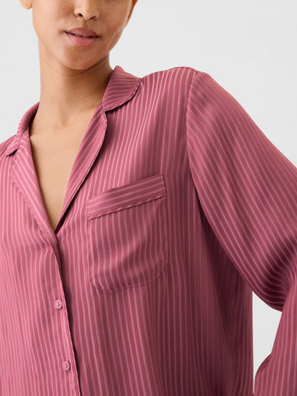 Pembe Saten Pijama Üstü
