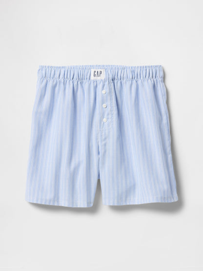 Mavi Poplin Boxer Şort