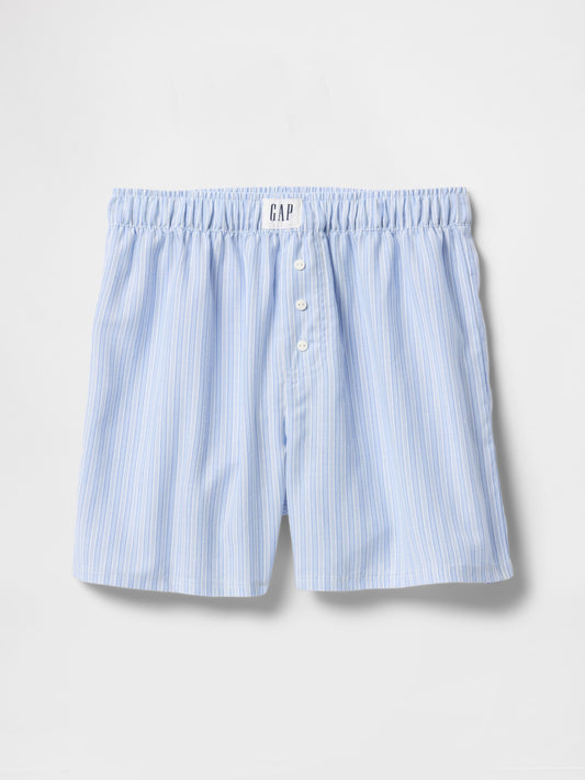 Mavi Poplin Boxer Şort
