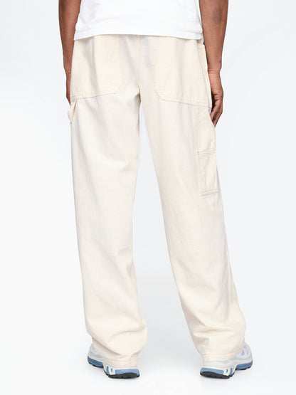 Kırık Beyaz Baggy Carpenter Jean Pantolon