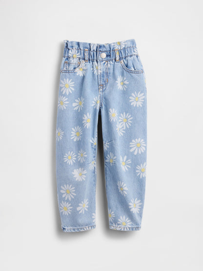 Mavi Papatya Baskılı Horseshoe Jean Pantolon