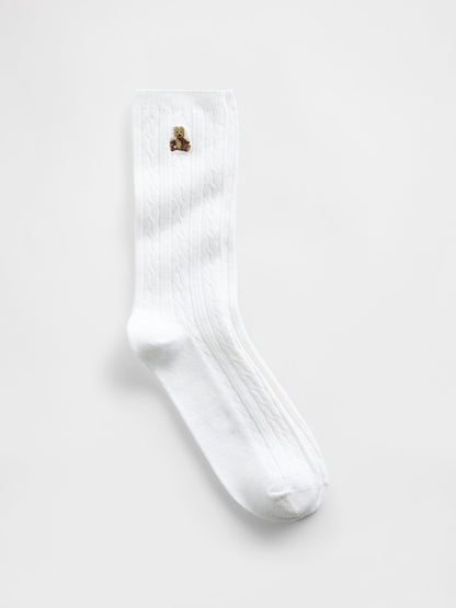 Lacivert Brannan Bear Cable-knit Crew Çorap