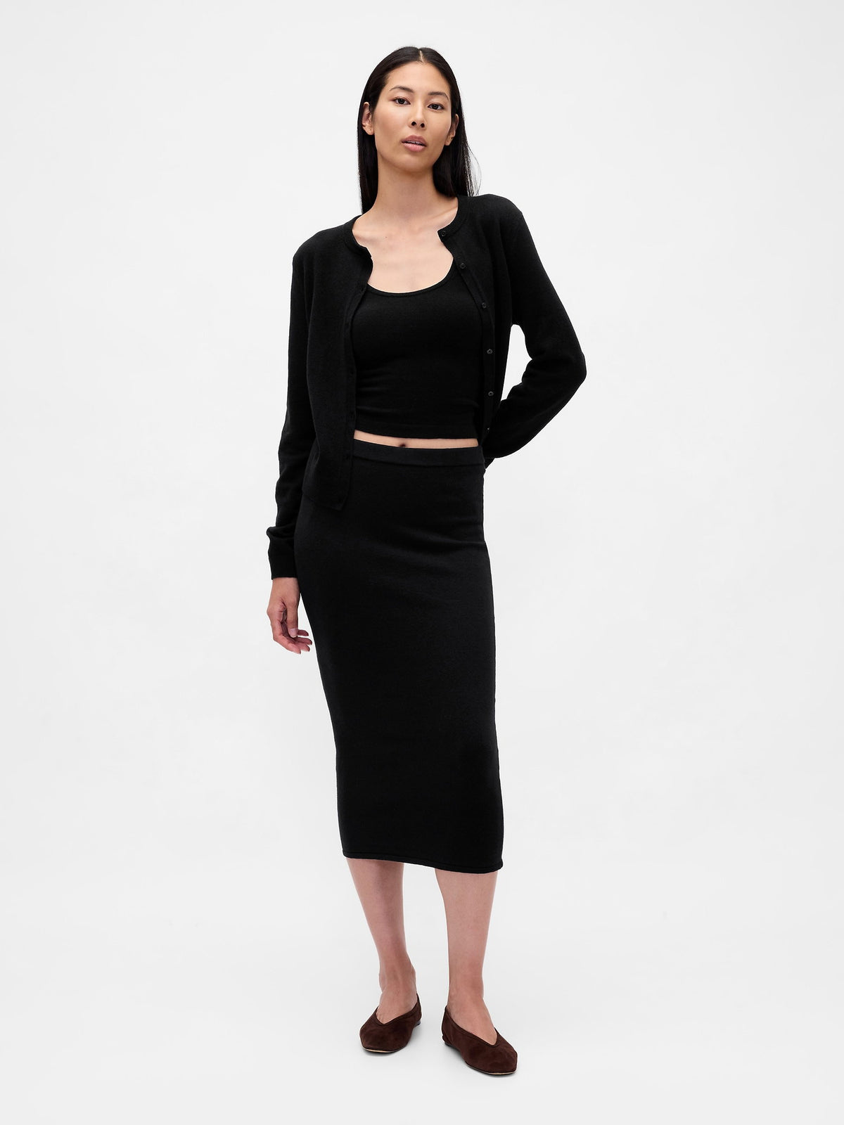 Siyah Cashsoft Crop Hırka