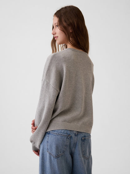 Gri %100 Pamuk Oversized Rollneck Kazak