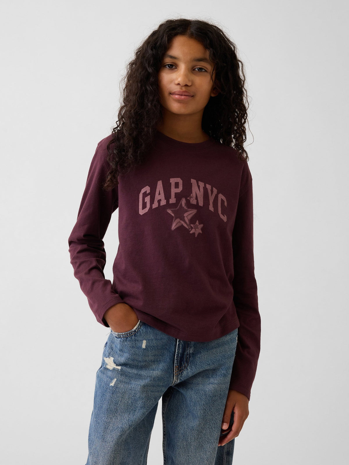 Bordo Logo Grafik Baskılı T-shirt