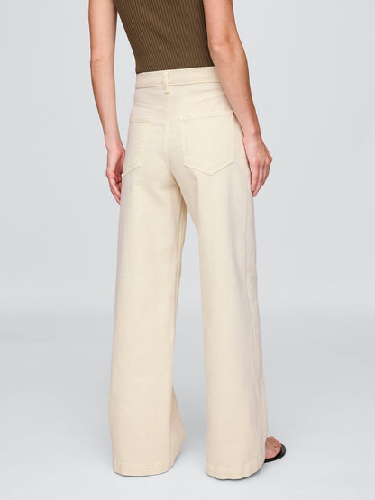 Açık Pembe High Rise Stride Wide-leg Jean Pantolon