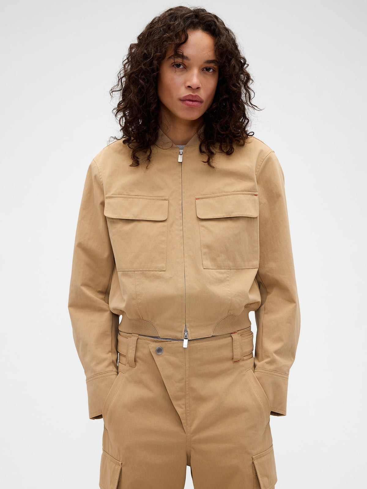 Bej Gap × Victoria Beckham Bomber Ceket