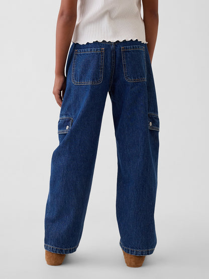 Koyu Mavi Barrel Kargo Jean Pantolon