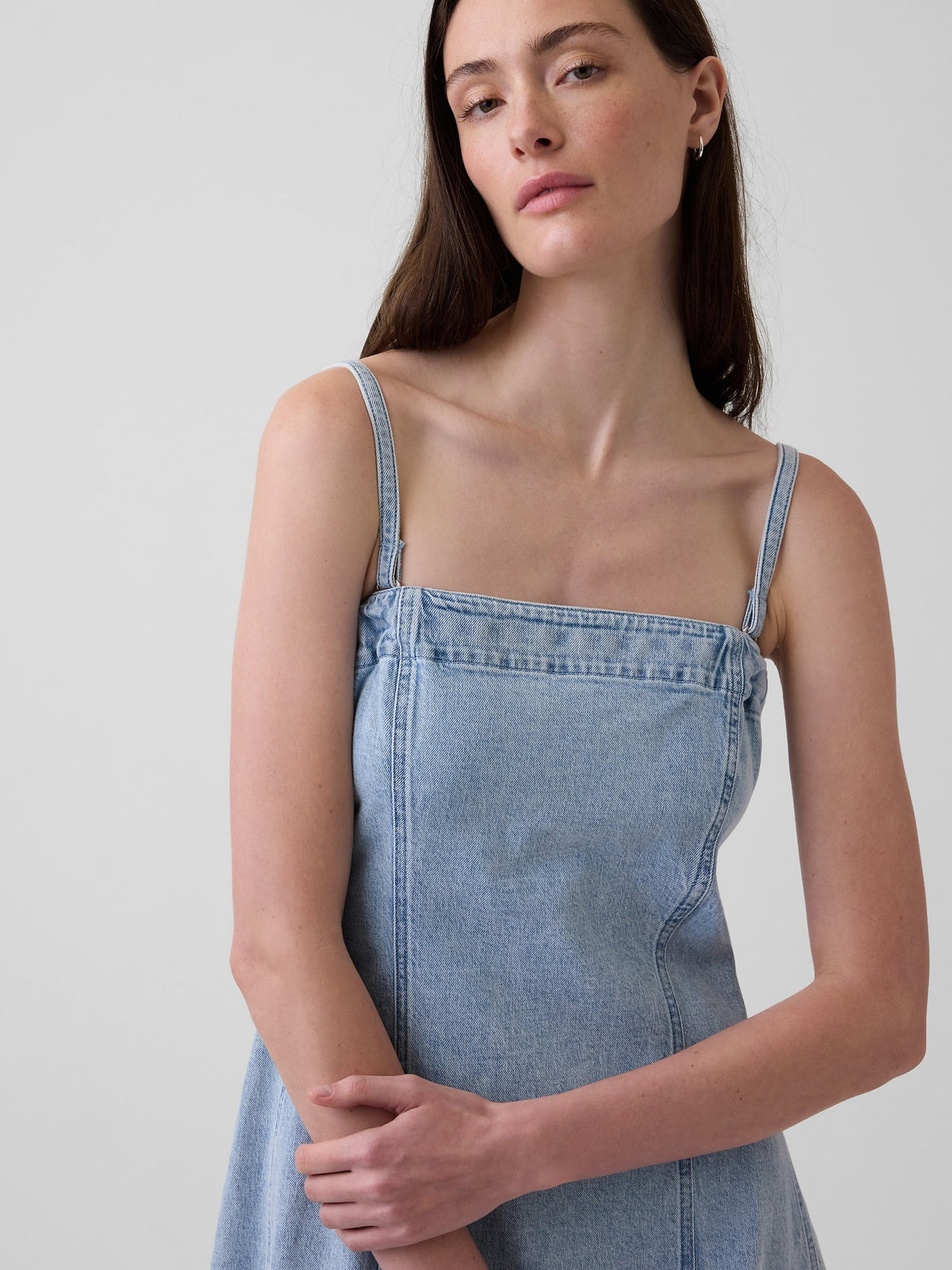 Açık Mavi Denim Midi Elbise
